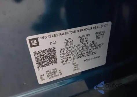 2021 GMC Terrain Fwd Sle из США, поврежденный, VIN 3GKALMEV9ML328330